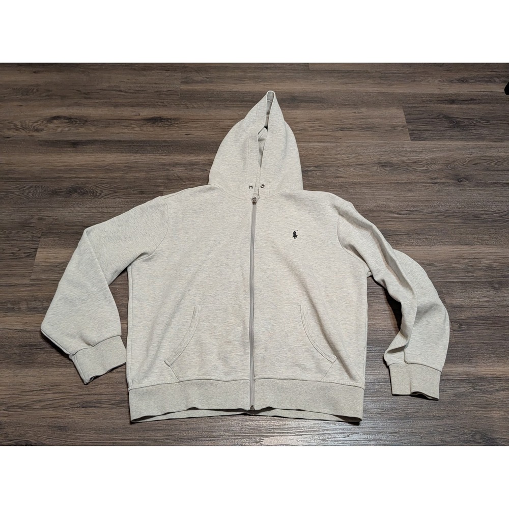 Polo Ralph Lauren Full‎ Zip Hoodie Mens L Heather Gray Pony Logo Fleece Preppy